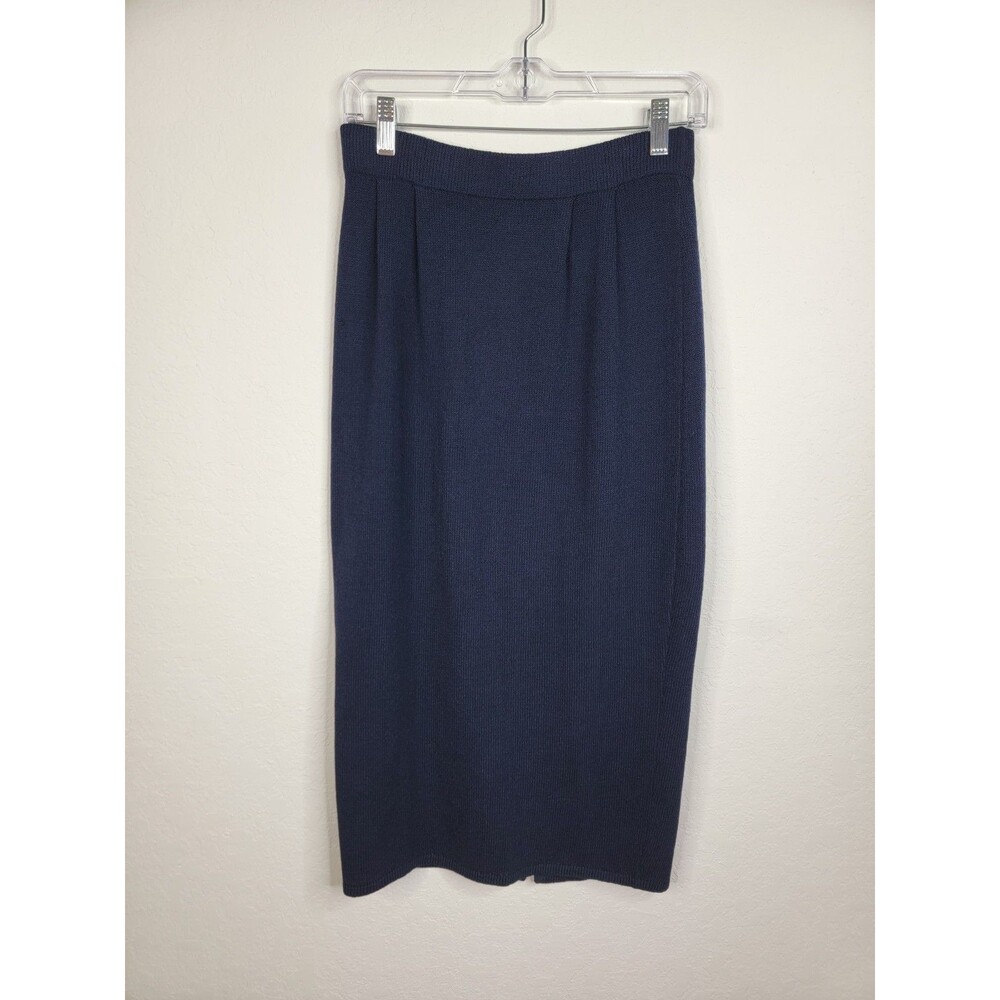 St. John Separates Navy Santana Knit Midi Skirt Size 8 Beautiful Made in USA - Picture 14 of 17